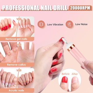 Portable USB Rechargeable Electric Nail <b>Drill</b> Pen 5 in 1 Pedicure Polishing Machine with <b>Bits</b> and LED - Product Image 2
