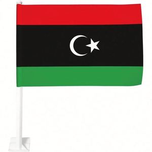 Polyester Double Stitched <b>Flag</b> of Libyan Libya Clip Onto on Car Window 12 X 18 Inch for Outdoor Country Decoration - Product Image 2