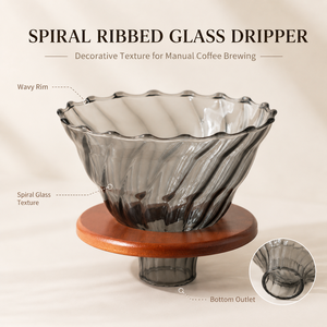 Set Kopi Tuang dari Kaca Borosilikat, Dripper <span class=keywords><strong>Spiral</strong></span> dengan Kerah Kayu, Server Kopi Tebal 2 Warna dengan Skala - Product Image 3