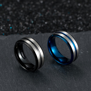 yunnique minimalist 8mm wide brushed matte double bevel <b>titanium</b> steel men's <b>ring</b>, a unique and versatile accessory - Product Image 2