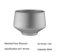 Cangkir Teh Titanium Dinding Ganda 60ml, Ringan, Anti Panas, Perlengkapan Minum Upacara Teh Klasik untuk Rumah