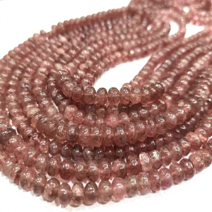 Quartz rose naturel 7-8 mm, perles rondes lisses, vendues par brin de 8 pouces de long - Product Image 1
