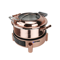 Réchaud à buffet électrique Heavybao avec couvercle hydraulique en cuivre de luxe, chauffe-plats pour restaurant, réchauds à buffet argentés et dorés