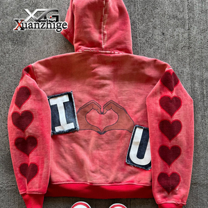 Tùy Chỉnh Hoodies Chất Lượng Cao Với Logo Và Dây Kéo Axit Rửa Bông Nặng Thêu 500 GSM Tùy Chỉnh Hoodies Chất Lượng Cao - Product Image 4