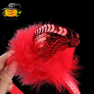 Diadema con cuernos de diablo con lentejuelas, accesorio rojo para disfraz de Halloween, accesorio de cosplay para adultos y niños - Product Image 3