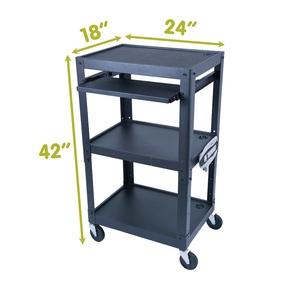 Station de travail audiovisuelle avec multiprise, bureau mobile, chariot informatique réglable en hauteur <span class=keywords><strong>pour</strong></span> présentations - Product Image 2