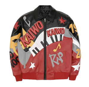 Giacca Bomber Varsity <span class=keywords><strong>in</strong></span> <span class=keywords><strong>Pelle</strong></span> di Agnello Personalizzata per <span class=keywords><strong>Uomo</strong></span> con Ricamo a Pianoforte, Giacche <span class=keywords><strong>in</strong></span> Vera <span class=keywords><strong>Pelle</strong></span> OEM - Product Image 1