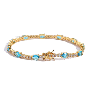 Color <b>Egg</b>-shaped 4mm * 6mm Women's Tennis Bracelet 2mm Hip-hop Color Jewelry Tanjing Fashion Lijing Necklace - Product Image 4