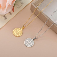 Collier avec croix orthodoxe orientale, pendentif médaille croix IC XC NIKA