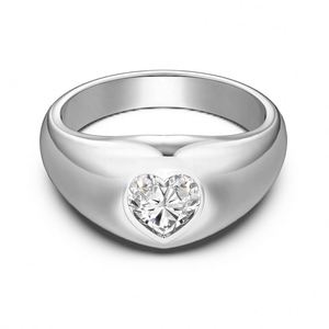 Bague Dylam personnalisée pour femmes et filles, en argent S925 plaqué or, surface polie, forme cœur, zirconium 5A - Product Image 1