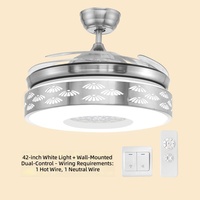 Ventilateur de plafond silencieux à moteur DC invisible, 6 vitesses, LED, lumière 6000K, lumière du jour, 3 vitesses, pales de 42 pouces pour salon moderne