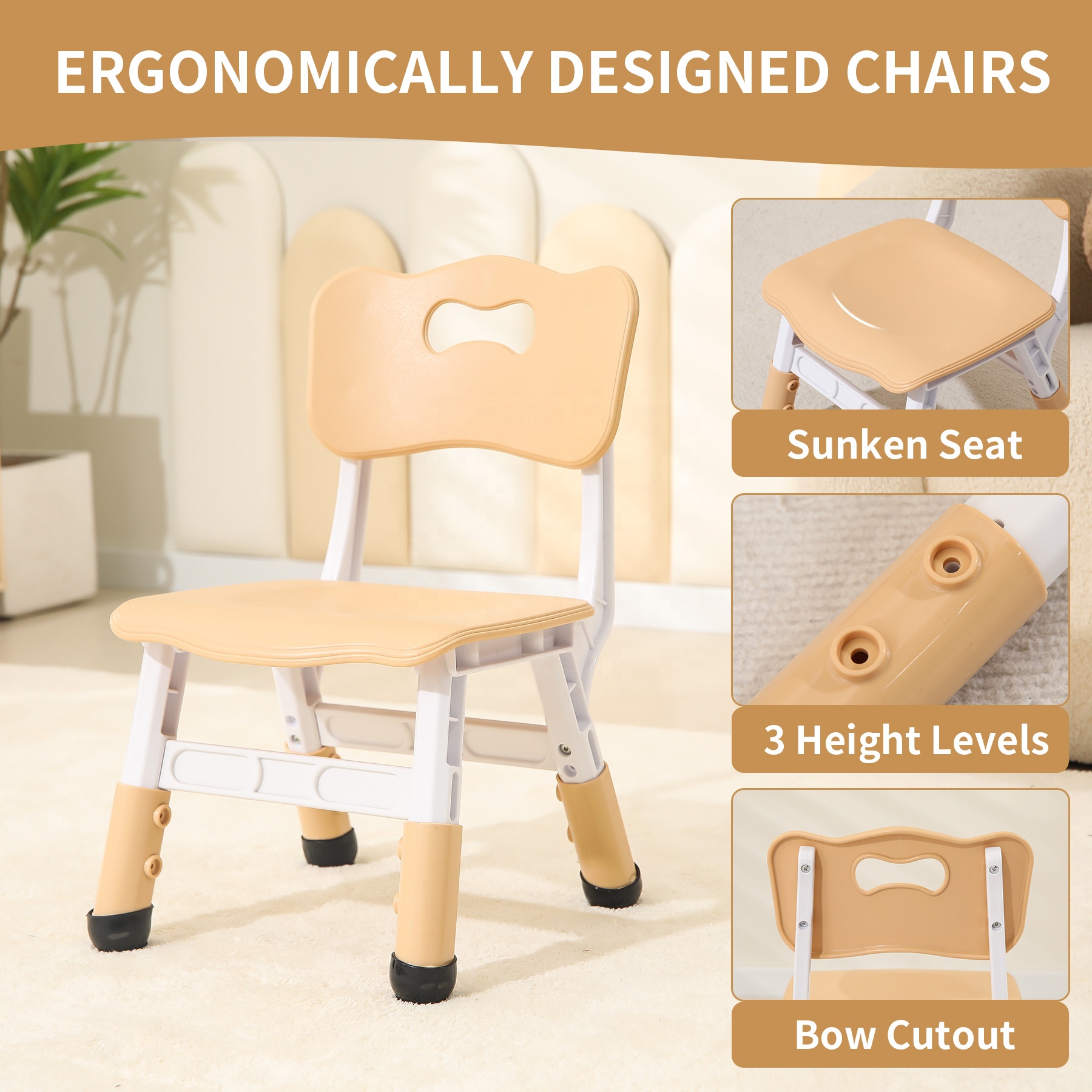 Chaise multicolore, hauteur réglable