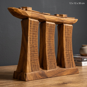 Escultura Artesanal Ecológica de Madera Marina Bay Sands |   Decoración geométrica de madera al por mayor, diseño moderno de mediados de siglo para - Product Image 3