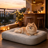 Coussin de lit pour animaux de compagnie Yangyangpet en lin résistant aux rayures, avec mousse à mémoire de forme, lavable, pour chien