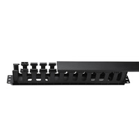 ALLSTRONG Bras de gestion de câbles réseau en plastique RJ45 Femelle, hauteur 1U, 12 anneaux, noir, pour montage en rack, centre de données, industrie CCTV