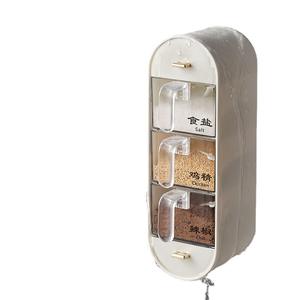 Wall Mounted Spice Rack Organizer No Drill Adhesive <strong>Kitchen</strong> Spice Jars Set With Gravity Dispenser Lids - Product Image 2