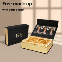 Boîtes en carton de luxe en cheveux humains avec logo personnalisé Boîte cadeau magnétique pour perruques Paquet avec feuille d'or et insert en satin