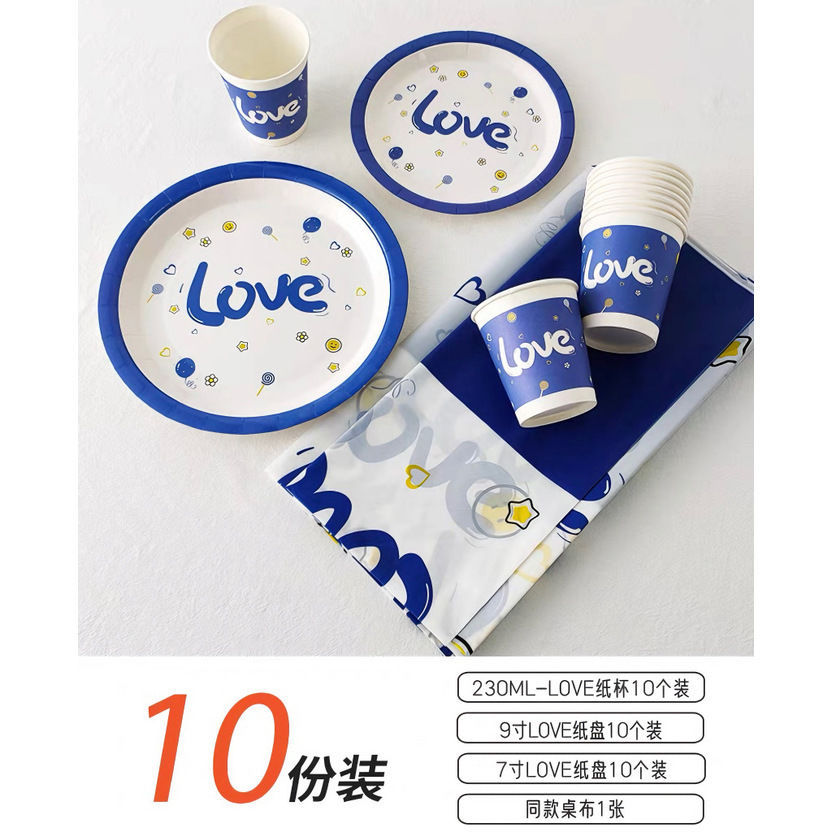 Set de fiesta Klein Blue (incluye mantel)