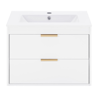 Meuble-lavabo mural flottant moderne en MDF avec porte à fermeture douce et vasque en porcelaine blanche, 24 pouces, livraison gratuite aux États-Unis
