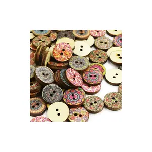 50pcs בציר כפתורי עץ 2 חורים מעורבים עץ לביגוד תפירה מלאכת כפתורים דקורטיבי DIY אביזרי בגד
