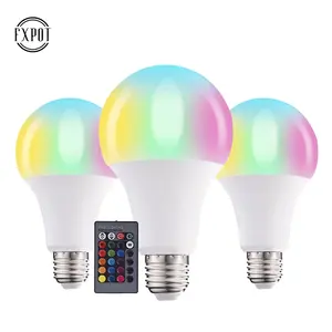 FXPOT Smart Led Light Hot Selling Indoor Dimming E26 E27 B22 5W 9w Colorful RGB Led Light Remote Control Smart Bulb