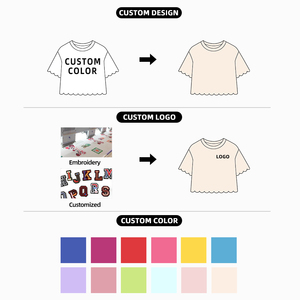 <span class=keywords><strong>Camisetas</strong></span> <span class=keywords><strong>de</strong></span> Verano para Niñas, Transpirables, con Bordes Ondulados, Costuras Suaves, Personalizadas, <span class=keywords><strong>de</strong></span> Fabricante Directo - Product Image 5