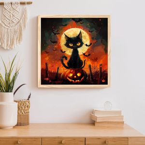Kits <span class=keywords><strong>de</strong></span> <span class=keywords><strong>peinture</strong></span> à points diamantés personnalisés 5D Full Drill Factory Halloween Cat Art Beginner's DIY Crafts with Still Life Subject - Product Image 2