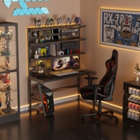 Bureau de jeu d'ordinateur PC à cadre en métal à hauteur réglable Mobilier de bureau à domicile Table de jeu à panneau perforé avec design confortable