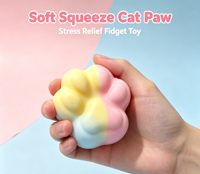 Jouet Squishy Patte de Chat Mignonne en Forme de Donut Croustillant, Jouet Sensoriel Anti-Stress à Rebond Lent pour Enfants