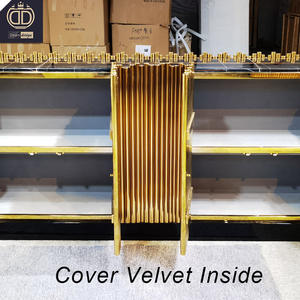 Aparador de Comedor de Mármol y Acero Inoxidable Symphony, Estilo Italiano, Gabinetes Laterales de Lujo Modernos en Dorado - Product Image 5