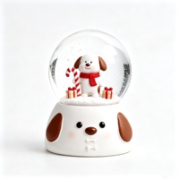 Globo de Nieve de Resina con Dibujos Animados Navideños, Figura de Animal Adorable, Adorno de Bola de Nieve, Recuerdo Navideño, Regalo, Decoración para Mesa del Hogar
