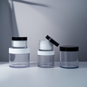 Pot en PET transparent à paroi épaisse pour crème visage et gommage corporel, disponible en 15g, 30g, 50g, 80g, 100g, 120g, 150g, 200g, 250g, 300g, avec logo personnalisé - Product Image 1