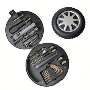WL 174 Ensemble d'outils de réparation de pneus de voiture et de vélo de haute qualité, 29 pièces, mini, forme de pneu - Product Image 1