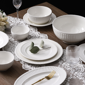 Factory Direct Nordic Minimalist White Porcelain Tableware <b>Set</b> Dinnerware Soup Bowls Eco-Friendly Dishwasher Safe <b>Microwave</b> Oven - Product Image 1