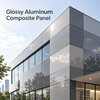 Panneau composite en aluminium brillant 4 mm 4x8 pieds, revêtement FEVE, panneau ACM argenté pour façades architecturales