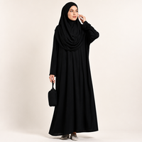 Ensemble de robe de prière en jersey noir pour femmes, khimar, vêtements modestes, vêtements islamiques
