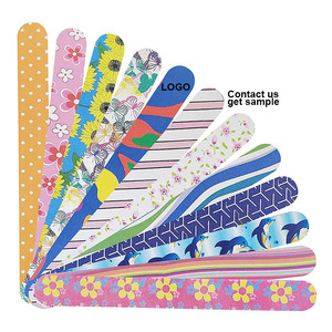 Custom Private Label Flowery Printed Abrasive Sandpaper Emery Board Double Sided Manicure Tool Buffing Smoothing Nail File