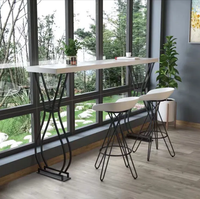 Comptoir de bar en bois massif pour la maison, idéal pour les salons de thé, table haute longue et étroite à poser contre le mur