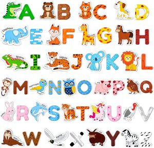 Magneti frigo in legno per bambini 26 simpatici animali lettere maiuscole grande frigorifero ABC Set di magneti alfabeto per bambini - Product Image 1