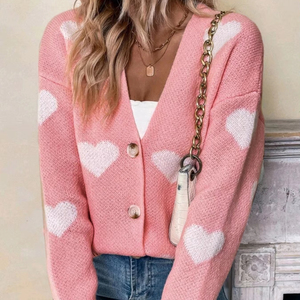 Maglia Cardigan a maniche lunghe da <span class=keywords><strong>donna</strong></span> con motivo d'amore per San Valentino per il commercio estero transfrontaliero europa America - Product Image 1