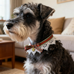 New Elegant Bow Lace-trimmed Snowflake Pendant Pet Necklace - Product Image 1