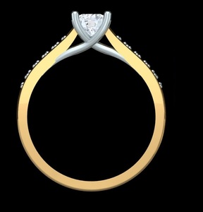 Bague classique pour femme en argent sterling plaqué or et rhodium, avec double rangée de diamants de laboratoire sertis clos, style cathédrale, idéale comme cadeau - Product Image 3