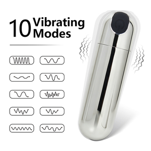 Vibratore Mini USB Ricaricabile Impermeabile in Metallo Cromato Argento, 10 Velocità, Potente Dildo Femminile per Stimolazione Clitoridea - Product Image 4