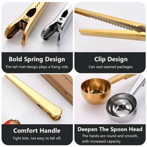 Kitchen Stainless Steel Herb Powder Scoop Plated Tea Coffee <b>Measure</b> <b>Spoon</b> with Bag Clamp Clip 15ml - Product Image 6