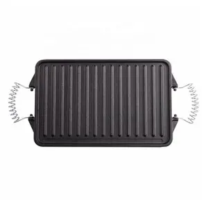 Pre-ghisa Piastra Piastra di Ferro, Reversibile Cast Iron Grill Pan, double Sided Utilizzato su Fuoco Aperto e in Forno