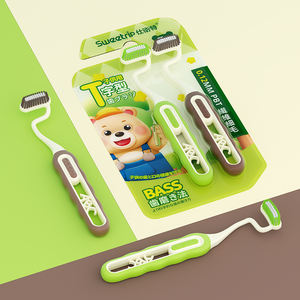 Nouveau Invent Coloré Arc Poils En Forme De T Brosse Verticale Dents pour Enfants avec Long Manche Sans BPA Extra Doux Enfants Brosse À Dents - Product Image 4
