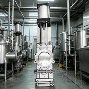 Válvula de Compuerta de Cuchilla DN200 de 8 Pulgadas de Acero Inoxidable SS304/316 con Sello Suave y Accionamiento Neumático, Directa de Fábrica - Product Image 1