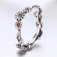 Bague en argent sterling 925 Bijoux vintage Bague fleur marguerite pour femme