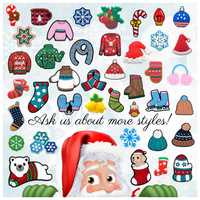 Nouveauté noël 2024 décor PVC caoutchouc sabot accessoires lacets Clip fête ornements hiver mode chaussure breloques en vrac