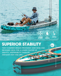 เรือยางแบบใหม่ ดีไซน์สองห้องลม รับน้ำหนักได้ 600 ปอนด์ บอร์ดพายตกปลาแบบเป่าลม บอร์ดยืนพายแบบเป่าลม พร้อมอุปกรณ์เสริม - Product Image 5